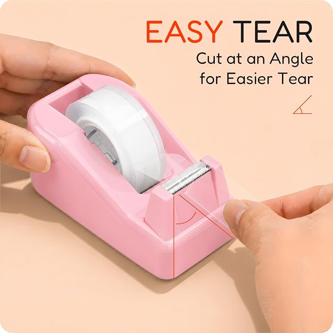 Lightweight Desktop Tape Dispenser, 6 Rolls Tape, 1-Inch Core | Transparent Tape Holder with Stable Non-Skid Base, 0.71 in x 1000 in Each Roll, for Office, Home & School Use