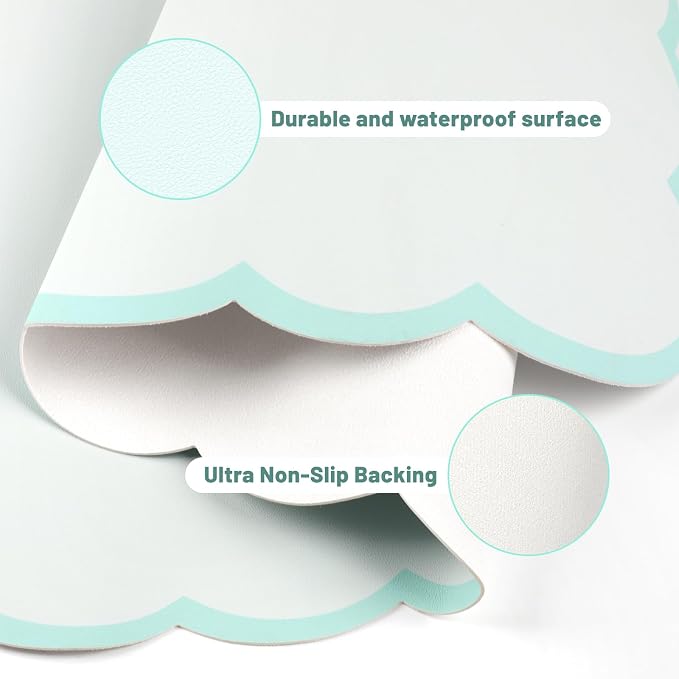 Scalloped Desk Mat, 31.5"x15.7" Large Mouse Pad for Desk Pad，Green | Desk Matt for Desktop，Mouse Pads for Desk，Computer Mat，Non-Slip Rubber Desktop Cover, Durable Table Protector