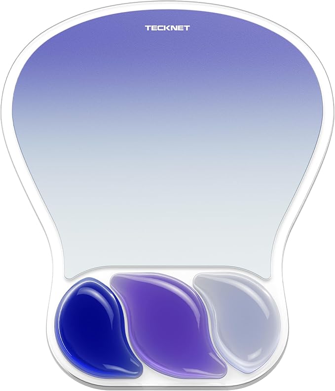 TECKNET Gel Mousepad, Ergonomic Mouse Pad with Gel Wrist Support for Relieve Wrist Pain Comfortably - Non-Slip Base & Waterproof Surface for Office, Gaming, and Study Comfort - Light Blue