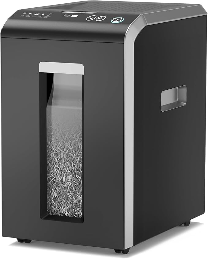 200-Sheet P-5 Micro-Cut Heavy-Duty Paper Shredder, 60-Min Continuous Run, 8.5-Gal Bin, Auto Jam-Proof, Home Office, High-Security