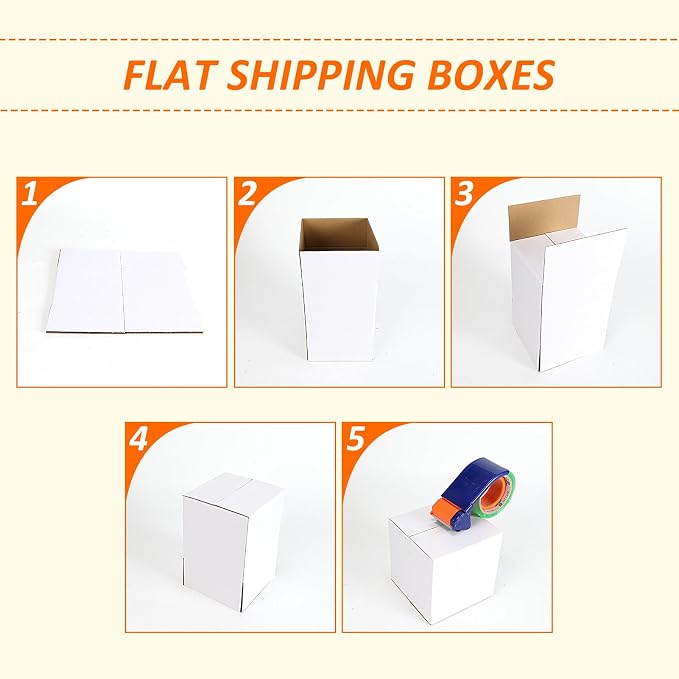 HORLIMER 40 Pack 6x6x6 Shipping Boxes, White Corrugated Cardboard Box for Mailing, Packaging, Small Business