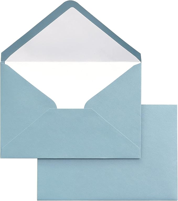 PONATIA 50PCS/Pack A4 Envelopes 4x6 Envelopes for Weddings Invitations, Birthday Party Cards, Gift cards Envelopesngs Invitation Cards, (Dusty Blue, A4)