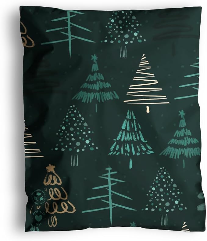 Poly Mailers 12 x 15.5 Inch - 100 pack Biodegradable Shipping Bags for Clothes and Large Items - Impack Self-Seal Waterproof Thick Mailing Envelope for Accessories & Clothing - Pine Forest