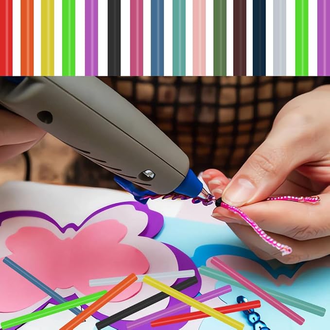 Ewparts 14-Color Hot Glue Sticks, 84-Pack | 7mm x 100mm size for mini glue guns. 14 colors. Ideal for DIY crafts, school projects, home decor, and holiday decorations