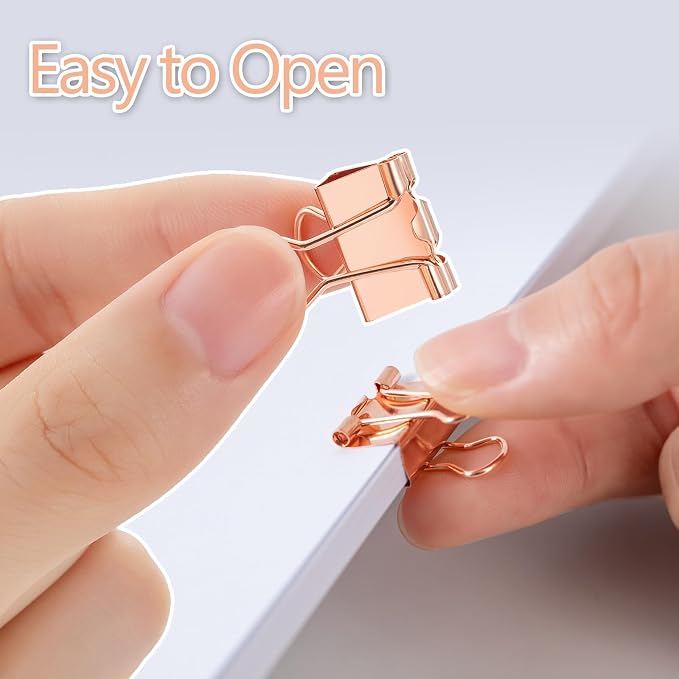 120 Pack Mini Binder Clips, Binder Clips, Small Paper Clips 15mm 5/8 Inch. Micro Size Office Clips for Home School Office and Business (Rose Gold)