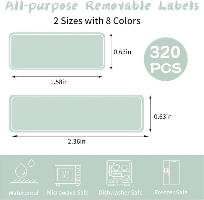 Laminating Waterproof Water Bottle Labels - Colored Write-on Name Stickers | 320PCS Name Labels for Baby Bottles, Daycare Central, Kids School Supplies and Home Organization