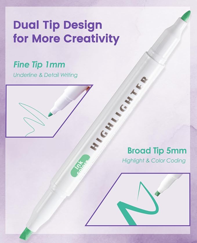 Pastel Highlighters, 30 Count Dual Tip Highlighter Markers, Fine Tip & Chisel Tip, No Bleed Quick Dry Non-Toxic Ink, Aesthetic Bible Highlighters for Journaling, School, Office & Study Notes