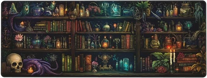 Library Mysterious Mouse Pad XL Large Mousepad Non Slip Rubber Base Desk Mat for Laptop Computer Gaming 31.5" X 12"