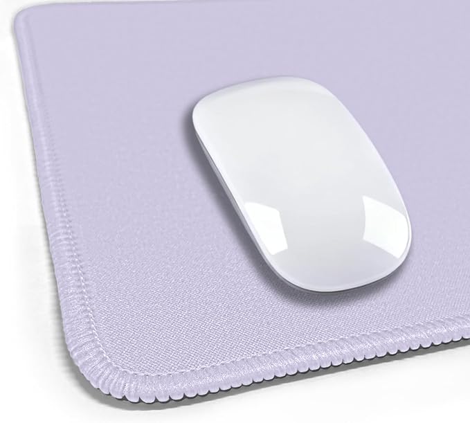 FROGIGO Mouse Pad with Stitched Edges - Solid Color Mousepad for Women, 9.25 x 7.75 inch Washable Square Desk Pad, Non-Slip Rubber Base, Office Home Laptop Accessories - Lilac Purple