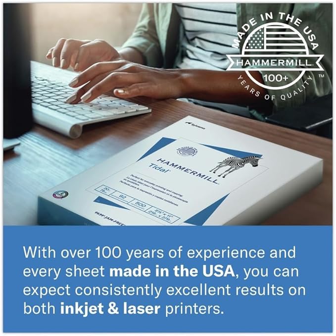 Hammermill Colored Paper, 20 lb Canary Printer Paper, 8.5 x 11-10 Ream (5,000 Sheets) - Made in the USA, Pastel Paper, 103341C