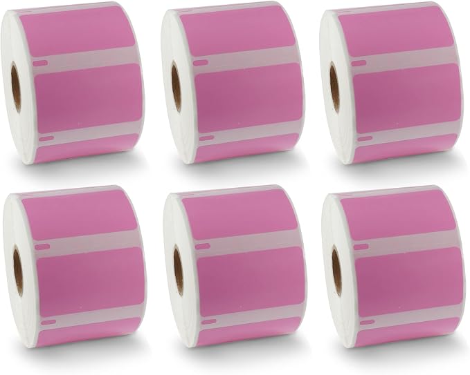 BETCKEY - Compatible DYMO 30334 (2-1/4" x 1-1/4") Medium Multipurpose Barcode/FNSKU Labels - Compatible with Rollo, DYMO Labelwriter 450, 4XL & Zebra Desktop Printers[6 Rolls, 6000 Labels, Pink]