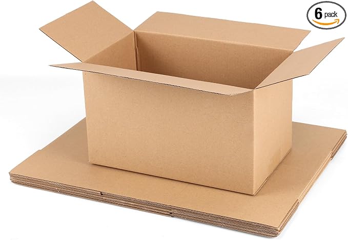 ZBEIVAN Shipping Boxes Mailers 10x6x6 inches Corrugated Cardboard Small Packing Kraft Moving Mailing Box, Pack of 6