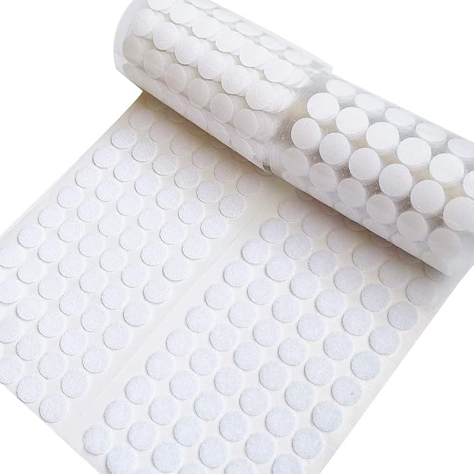 Self Adhesive Dots, Strong Adhesive 1000pcs (500 Pairs) 0.59" Diameter Sticky Back Nylon Dots, Hook & Loop Dots with Waterproof Sticky Glue Tapes, Very Suitable for Classroom, Office, Home (White)