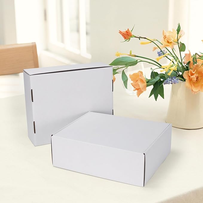 HORLIMER 12x10x4 inches Shipping Boxes Set of 15, White Corrugated Cardboard Box for Mailing, Packaging, Small Business