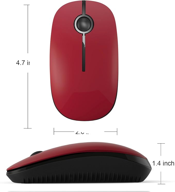 VssoPlor Wireless Mouse, 2.4G Slim Computer Laptop Mouse, Black and Red | Portable Mouse, Plug & Play USB Nano Receiver, Quiet Silent Optical Mice for Notebook, PC, Laptop, Computer, Windows, Mac