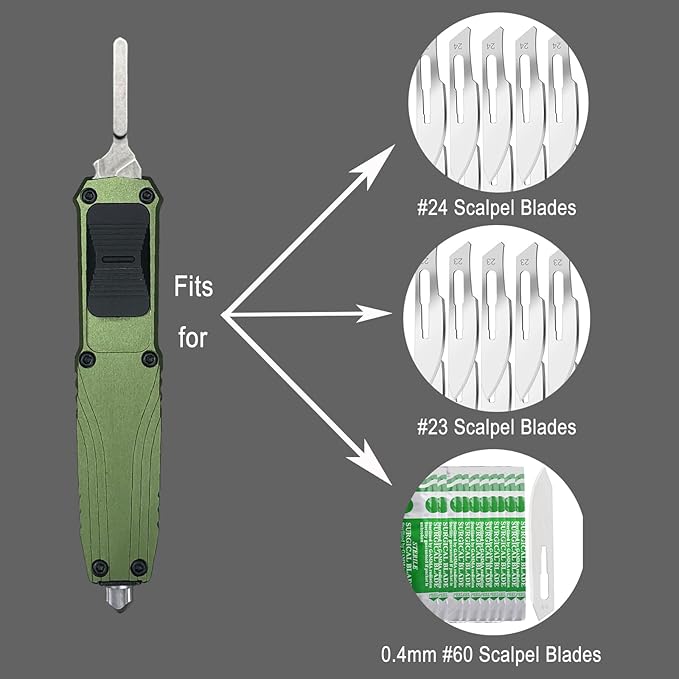 EDC Retractable Scalpel Knife, Fast Open Automatic Utility Knife, Auto Box Cutter with 10PCS #23 and 3PCS 0.4mm thick #60 Scalpel Blades