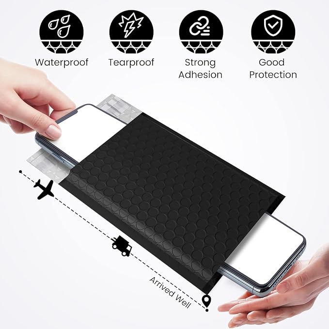 Fuxury Black Bubble Mailers 4x8" Padded Envelopes 1000Pack | Usable Size 4x7",Strong Adhesion Thick Padded Mailers for Small Business Mailing Small Items,Jewelry,Makeup,Trading Cards