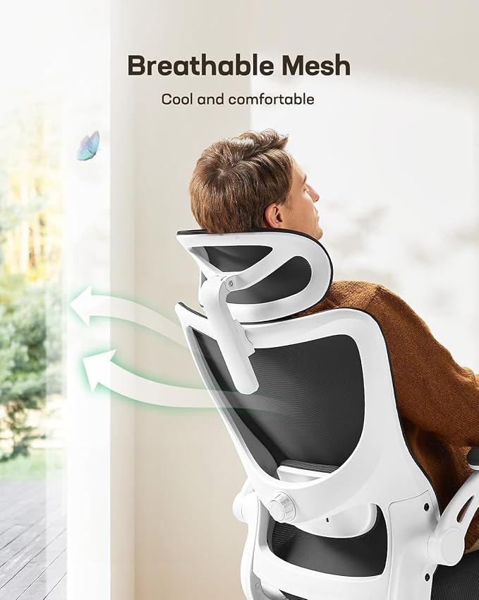 Marsail Ergonomic Office Chair with 3D Armrests, Pack of 10 | Office Desk Chair with High Back Mesh, Adjustable Lumbar Support, Rolling Work Swivel Task Chairs with Wheel, Headrest, home