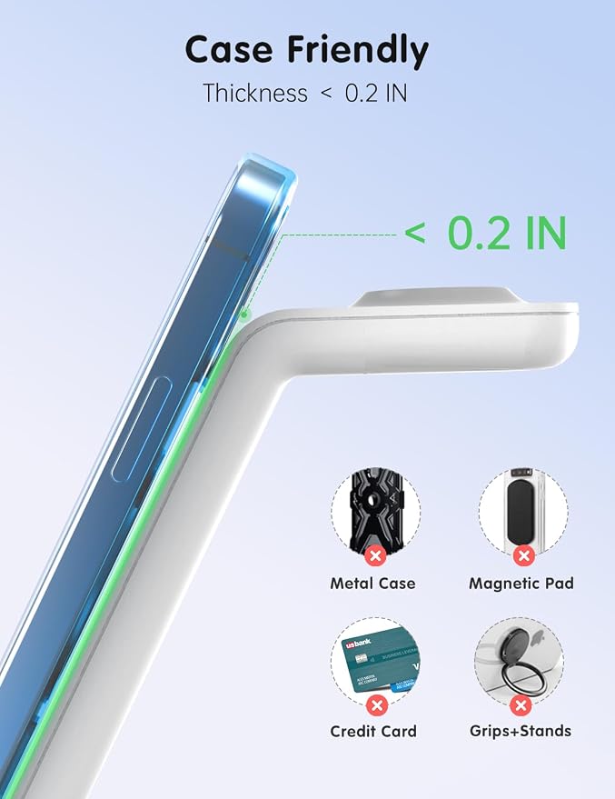 Charging Station for iPhone and Apple Watch: 3 in 1 Wireless Phone Charger Stand for iPhone 17 16 15 14 13 12 11 Pro Max & AirPods, Bedside Nightstand Docking