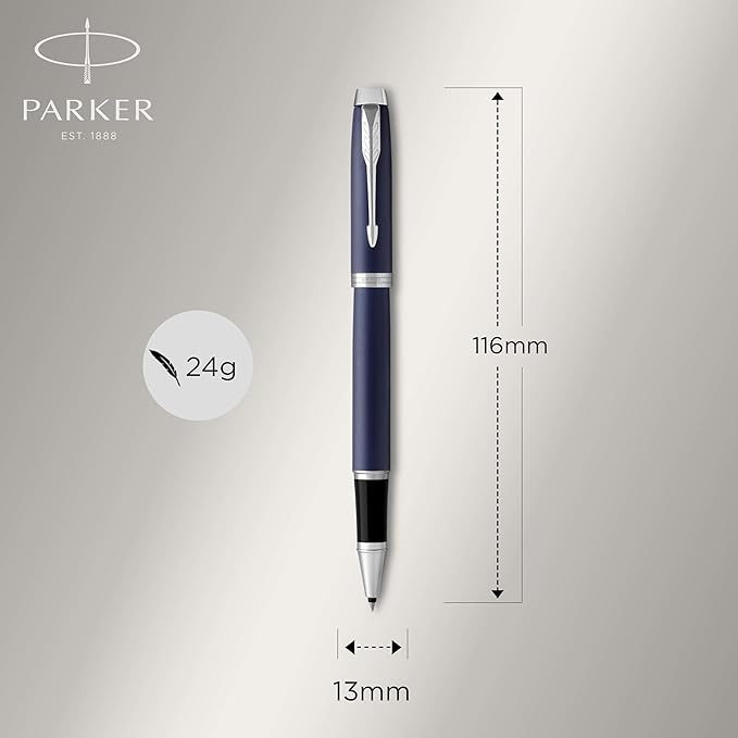 Parker IM Rollerball Pen, Matte Blue, Fine Point, Includes Black Ink Refill - Smooth Writing, Sleek, Polished, Professional, Desk Essentials