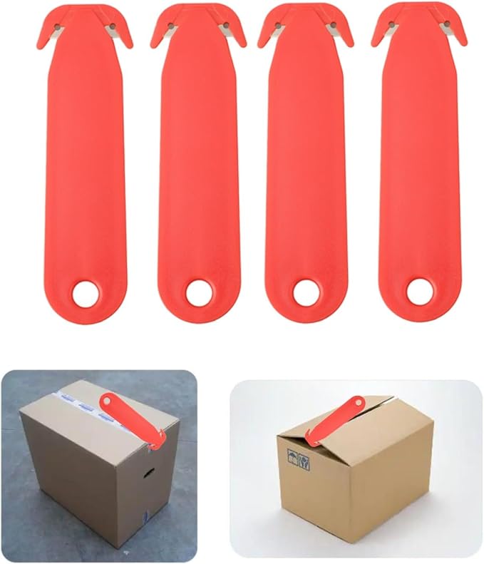 Double-Edged Safety Box Cutter for multi Tool with Stainless Steel Blade and Plastic Handle for Office Home Warehouse Dorm Room Package Opening Red Black 4 Pack Utility (4pcs red)