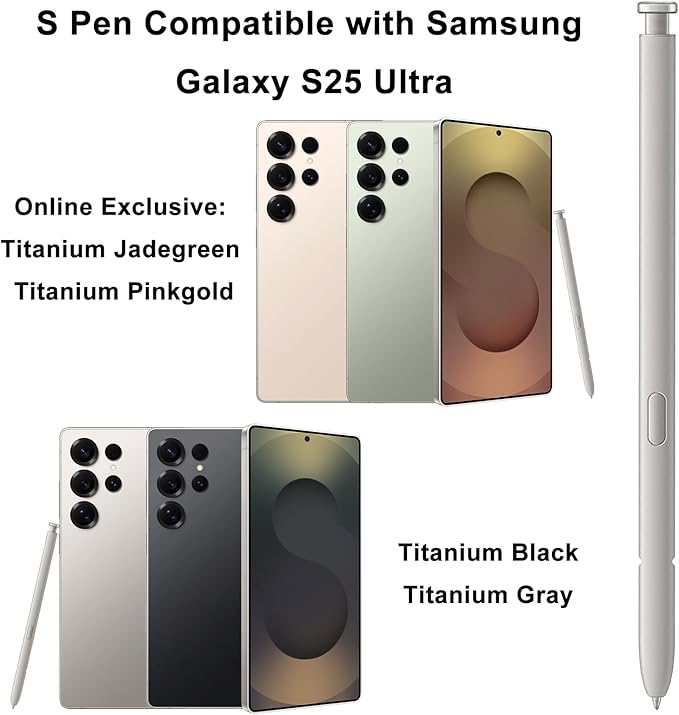 Galaxy S25 Ultra S Pen Replacement for Samsung Galaxy S25 Ultra Stylus Pen,S25 Ultra Pen Replacement for Samsung Galaxy S25 Ultra 5G 6.9 in All Versions S Pen,EJ-PS938BBEGUJ(Light Gray)