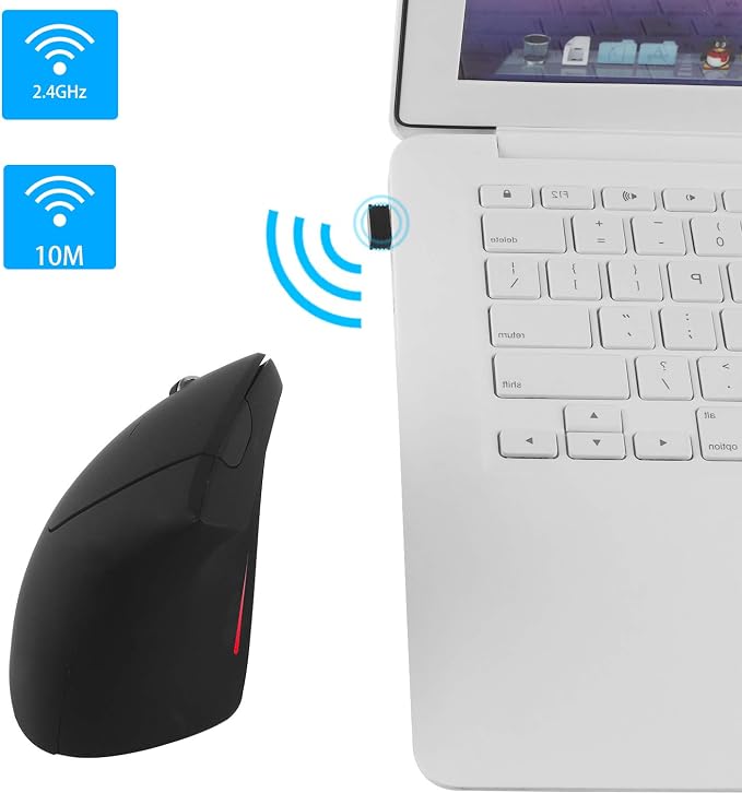 Wireless Mouse Ergonomic Vertical Left-Handed Mouse Ergo LED Light High Precision Optical Cordless Lightweight Left Hand Mice Women Men Gift for PC Computer Laptop Mac Office,1600 DPI,Side Buttons