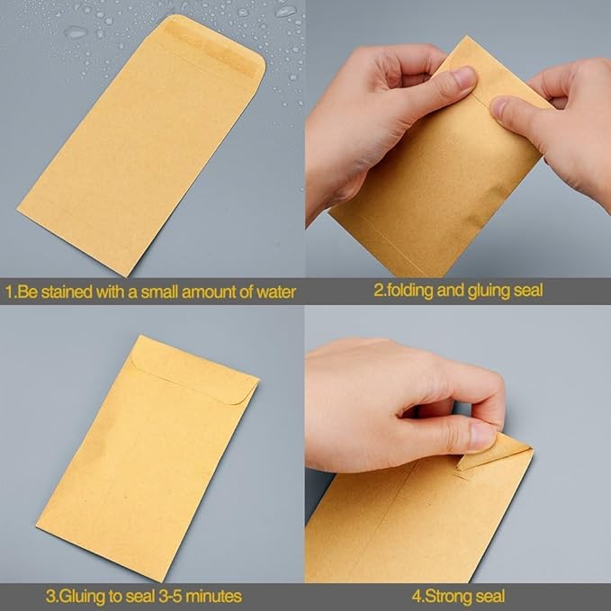 Acko #1 5000Pack Small Coin Envelopes 2-1/4 x 3-1/2, Kraft Mini Key Envelopes with Gummed Flap in Brown, Tip Envelopes for Cash Money Budgeting
