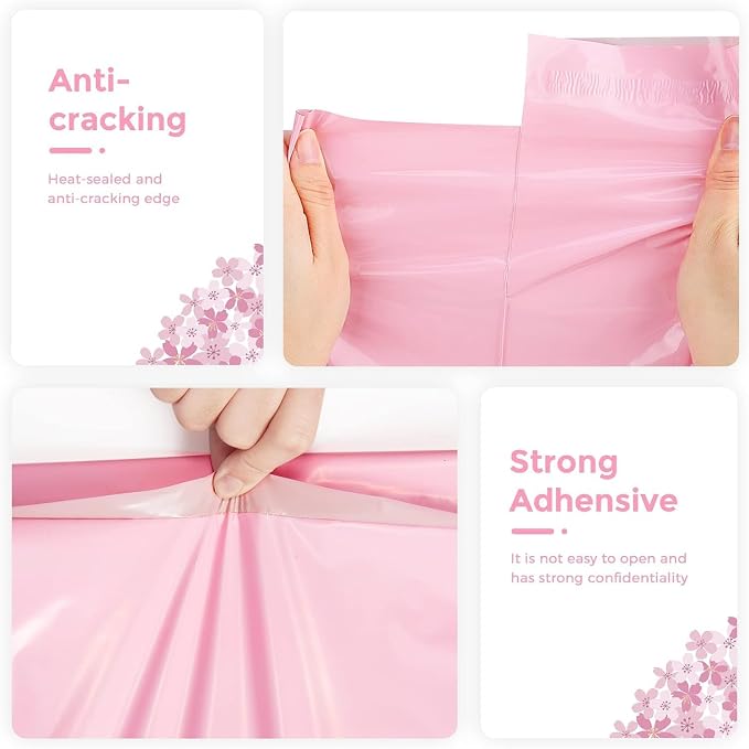 Metronic Poly Mailers 6x9 1200 Pack, Small Shipping Bags for Clothing with Strong Adhesive, Shipping Envelopes Mailers Poly Bags for Small Businesses, Waterproof Packages Bags Light Pink