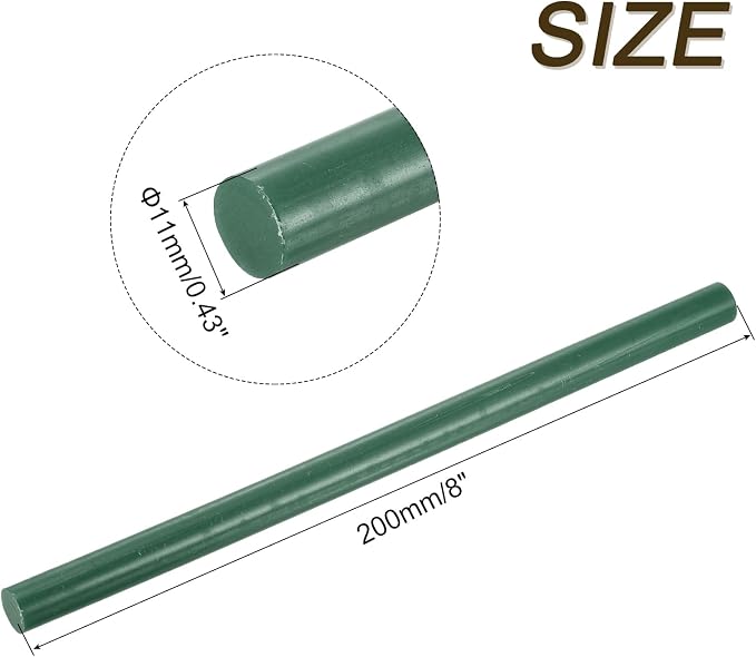 uxcell 30pcs 11mm x 200mm Full Size Hot Glue Gun Sticks 8-inch x 0.43-inch High Sticky Large Hot Glue Sticks for Glue Gun, Dark Green