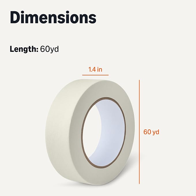 Amazon Basics Multi-Surface Masking Tape for Labeling, 1.41" x 60 Yards, Beige, 1 Roll
