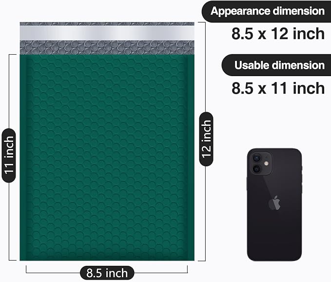UCGOU Bubble Mailers 8.5x12 Inch Green 25 Pack Poly Padded Envelopes #2 Medium Mailing Opaque Packaging Postal Self Seal Waterproof Boutique Shipping Bags