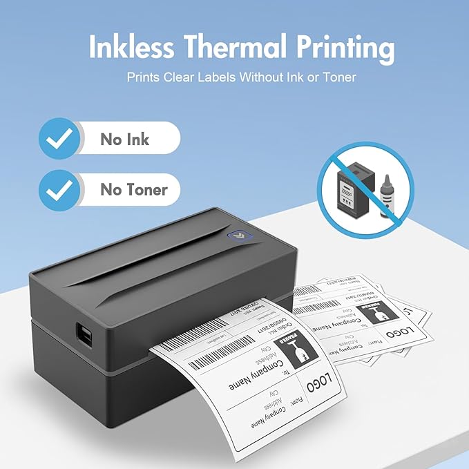 Bluetooth Thermal Shipping Label Printer: 4x6 Wireless Label Maker with Tape for Small Business - Compatible with iPhone, Android, Windows & Mac, Widely Used for USPS UPS Ebay Amazon Shopify Etsy