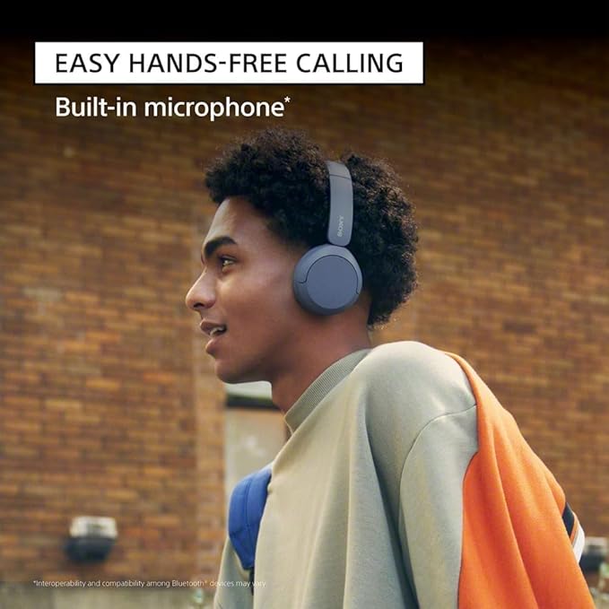 Sony WH-CH520 Wireless Headphones Bluetooth On-Ear Headset with Microphone and up to 50 Hours Battery Life with Quick Charging, Butter Yellow