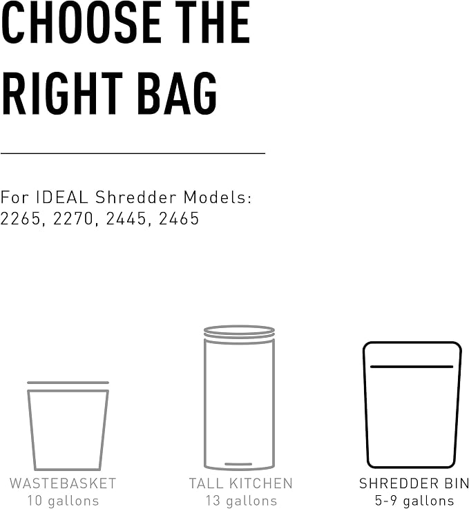 IDEAL AC0908H Shredder Bags – 24” x 30” Case of 80, Gusseted, 12-Gallon Capacity, Heavy-Duty Bags for IDEAL Shredders 2265, 2270, 2360, 2404, 2445, and 2465.
