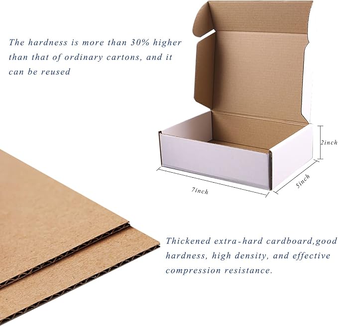 7"x5"x2"Shipping Boxes,10Pcs White Corrugated Cardboard Boxes. | Come with 10 Thank You Stickers,Suitable E-Commerce Packaging, Shipping Packaging etc.