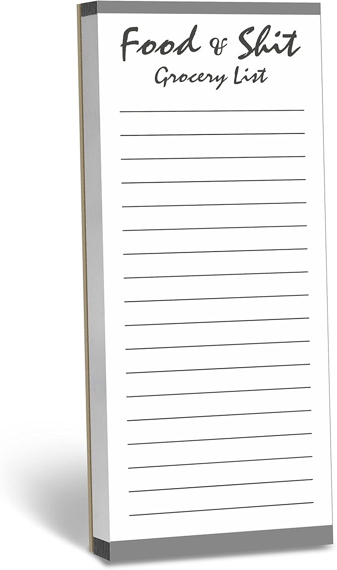 Hebayy 100 Pages Food&Shit Magnetic Back Funny Grocery List Planner Note Pad To Do List for Fridge Locker (3" x 8")