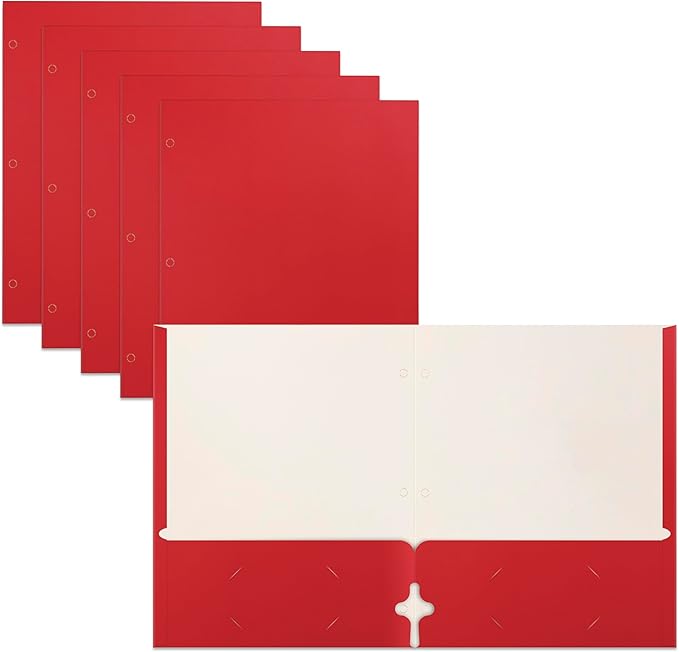 Better Office Products Two Pocket Portfolio Folders, 50-Pack, RED, Letter Size Paper Folders, 50 Pieces, Red