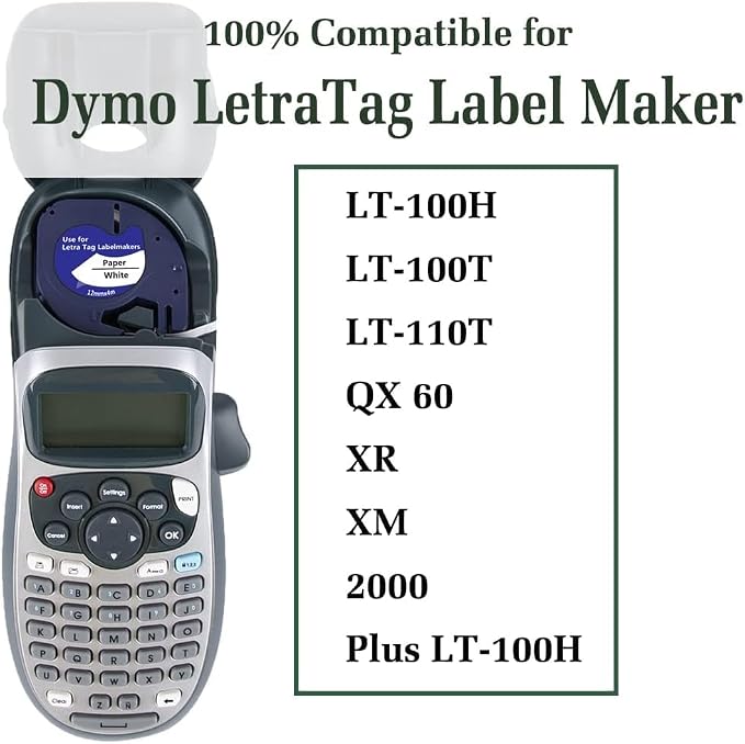 Hehua Compatible with Dymo 91330 12mm Label Maker Tape 30PK Refills 10697 | 1/2 inch; 12mm label;Dymo LT 91330; Black ink on White; For Label Manager LT-100H 100T 110T 200B QX50 XM 2000