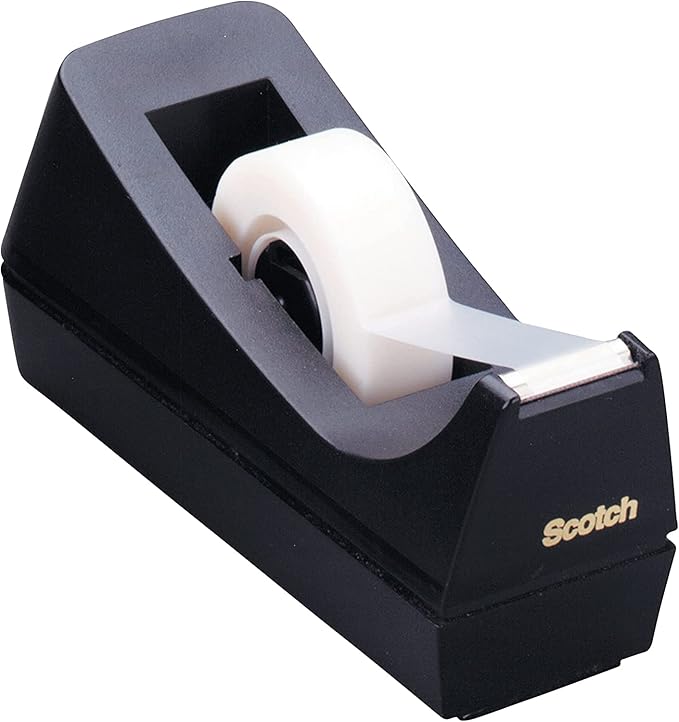 Scotch Desk Tape Dispenser, 1in. Core, Black, 6 Pack