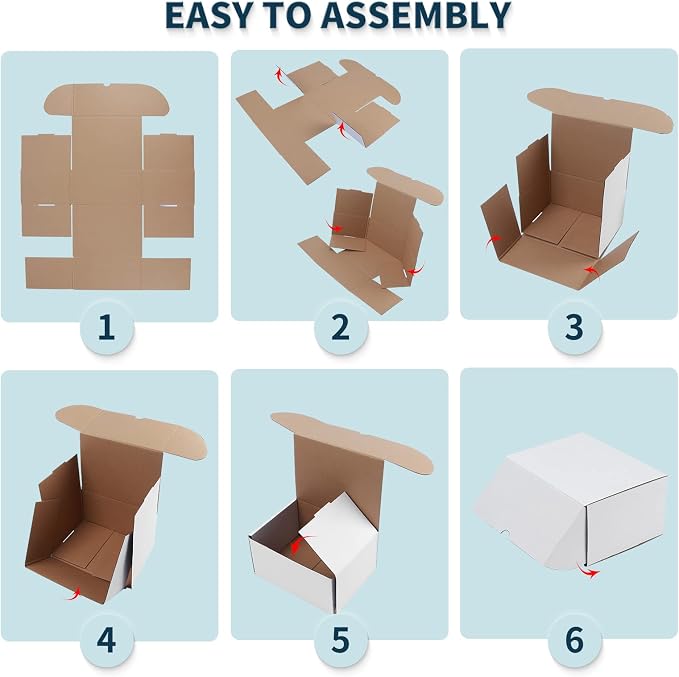 WIFTREY 11x6x6 Shipping Boxes for Small Business 20 PACK, White Corrugated Cardboard Mailer Boxes for Packing Mailing