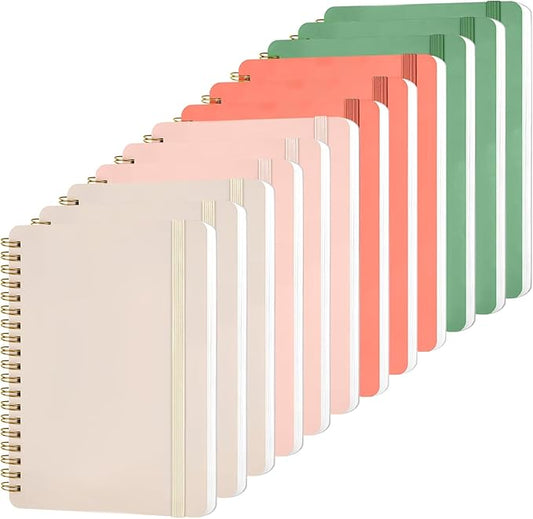 12 PCS Spiral Notebook, Spiral Journal Notebook, Notebooks for Work, Note Taking, School, Small Notebooks with Strap, Cute Notebooks for Women