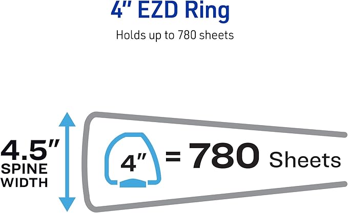 Avery Heavy-Duty 4 Inch Binders 3 Ring, View Binder, 4 Inch EZD Ring, Black, Sturdy (79604)