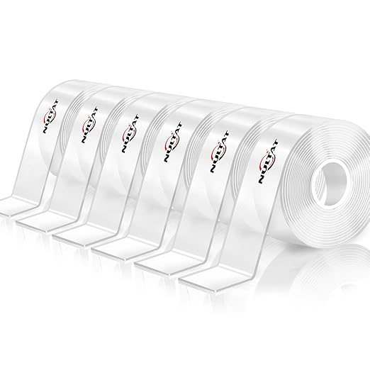 60FT Double Sided Tape Heavy Duty, 1.18" x 120" Strong Nano Double Stick Tape, Removable, Washable, Reusable Adhesive Tapes for Wall, Clear Multipurpose Adhesive Mounting Tape (60FT)