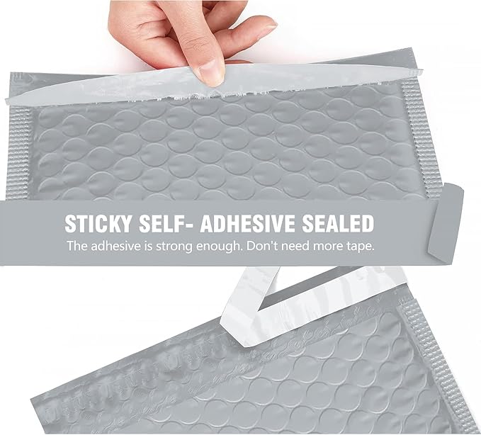 HBlife 100Pcs Gary Bubble Mailers, 6x10 Inches Self Seal Gray Poly Mailers, Padded Envelopes Shipping Bags Packaging for Small Business