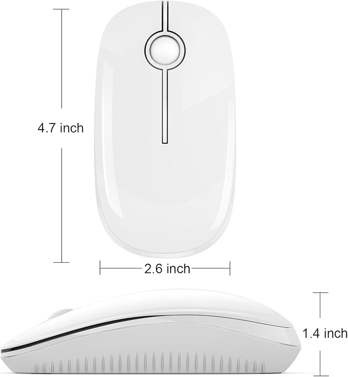 VssoPlor Wireless Mouse, 2.4G Slim Computer Laptop Mouse, Pure White | Portable Mouse, Plug & Play USB Nano Receiver, Quiet Silent Optical Mice for Notebook, PC, Laptop, Computer, Windows, Mac