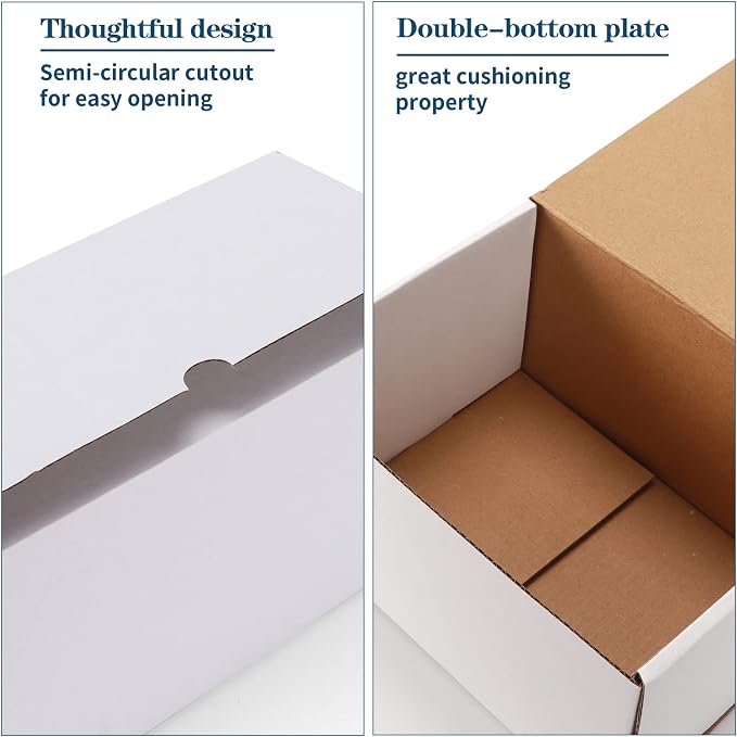 ZBEIVAN 9x6x3 White Shipping Boxes Set of 25, Corrugated Cardboard Mailer Boxes for Packaging Small Business Mailing Gifts