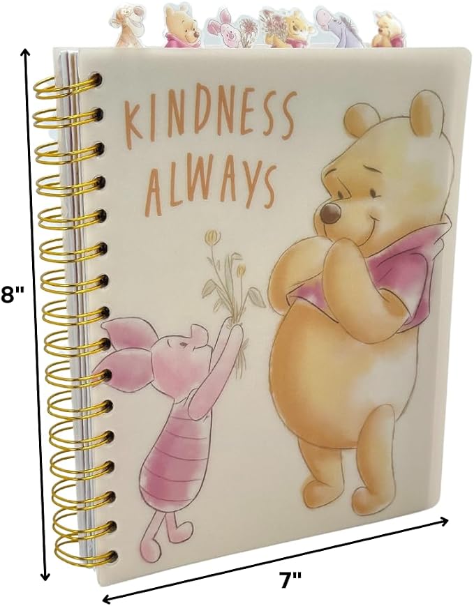 Disney Winnie the Pooh Tab Journal Notebook, Spiral Bound, 144 Lined Pages, 8 x 7 inches
