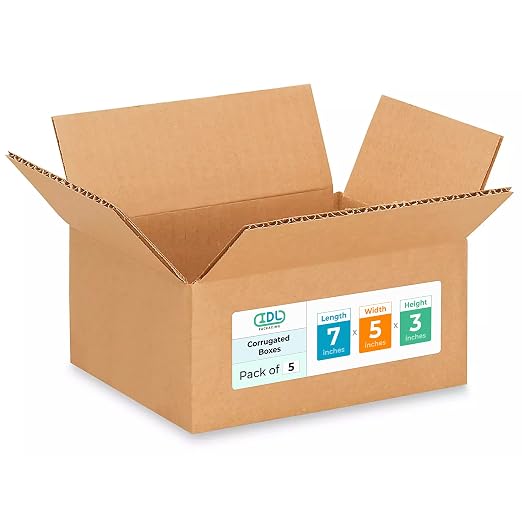 Small Moving & Shipping Boxes 7 x 5 x 3 inches (5-Pack) - Extra Strength 200 lb vs Regular - Corrugated Moving Boxes for USPS/FEDEX - Easy-to-Recycle Shipping Box - Packing Box by IDL Packaging | Extra Strength 200 lb vs Regular - Corrugated Moving Box...