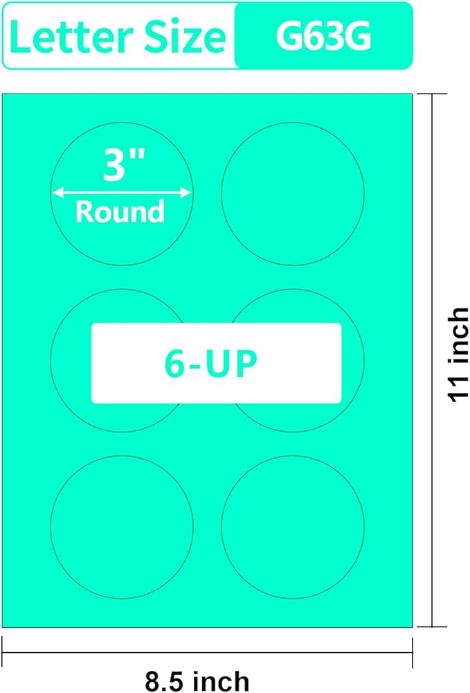 3 Inch Green Round Labels Printable,3" Green Color Coding Labels for Laser/Inkjet Printers,Colorful Round Stickers,180 Neon Circle Labels in Total,Letter Size